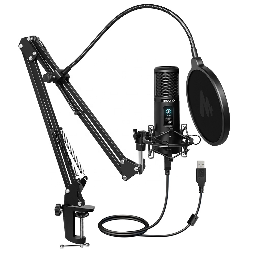 Gaming Microphone - MAONO プロフェッショナルUSBマイク スタジオマイク マイクゲインノブとワンタッチミュート付き ポッドキャスティング/ゲーミングマイク