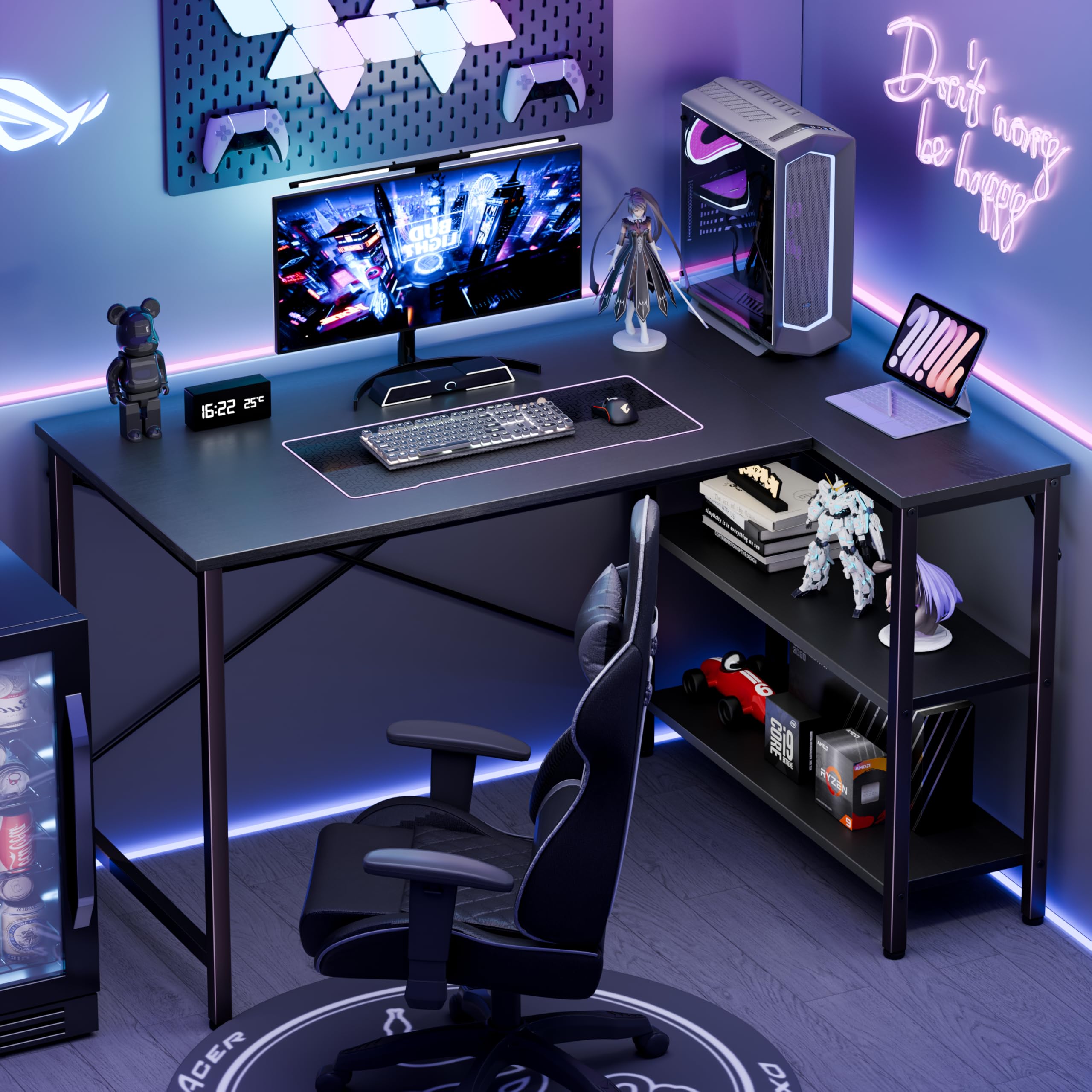 Pc Gaming Center - JHK L字型デスク 47インチ コンピューターデスク ゲーミング家具 コーナーデスク