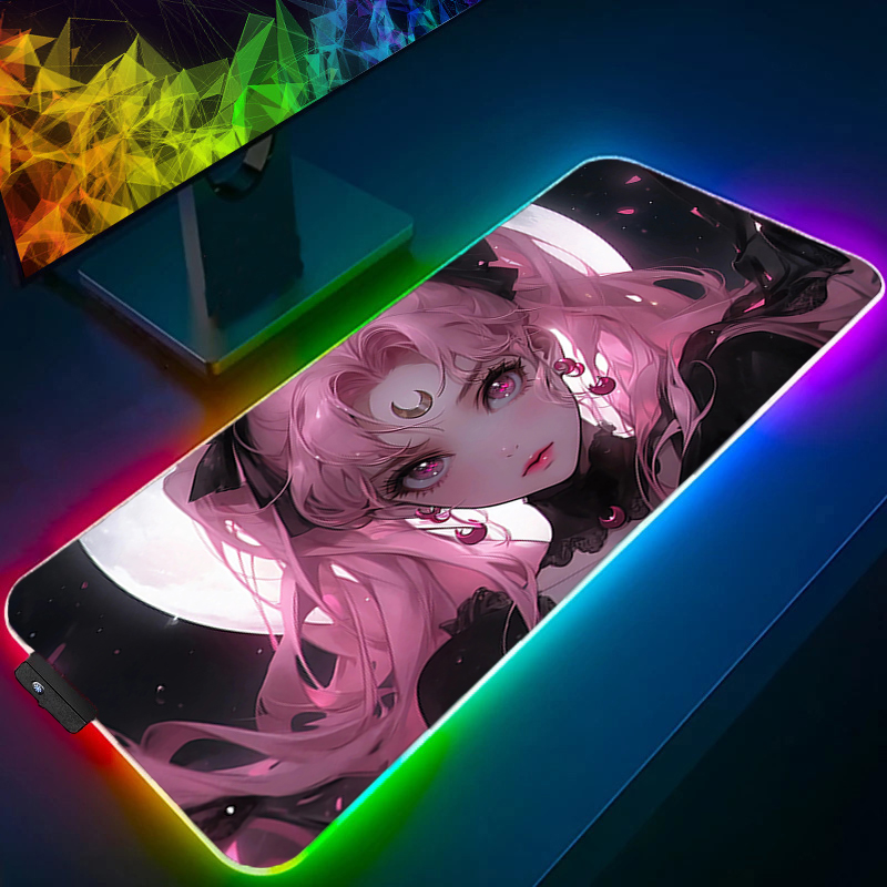 Rgb Mousepad - RGB 大型マウスパッドゲーマーキーボード LED マウスパッドピンク S-セーラームーン PC