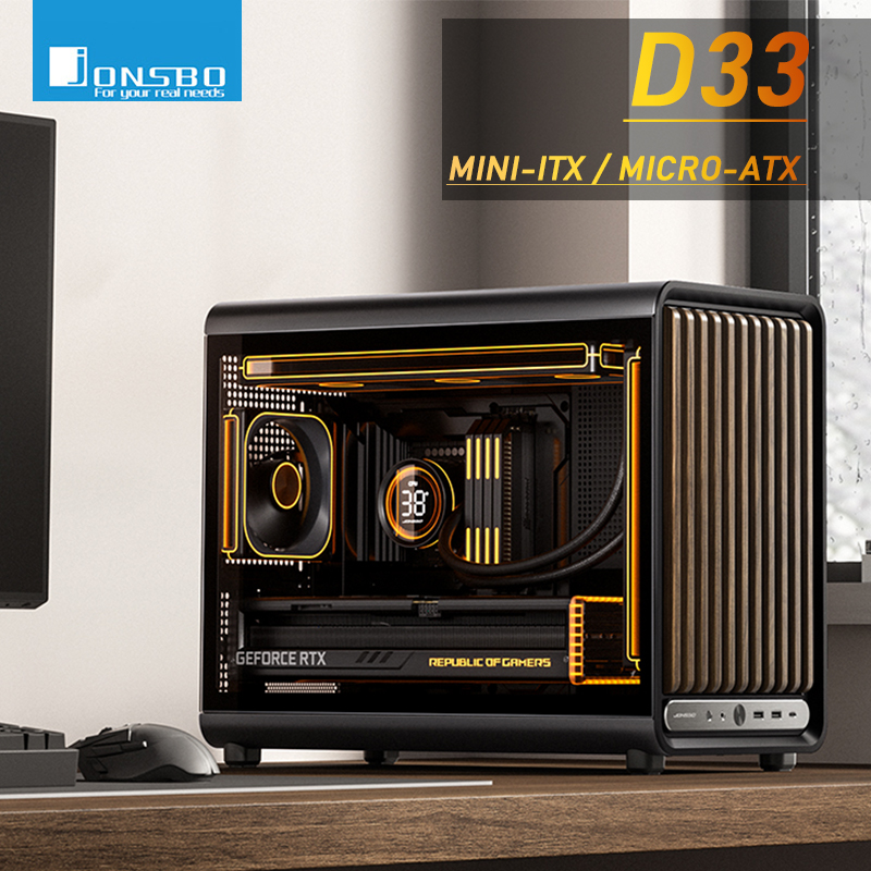 Pc Gaming Center - Jonsbo D33 MATXシャーシ ミニITXデスクトップケース STD/木目調フロントパネル 360mm水冷対応