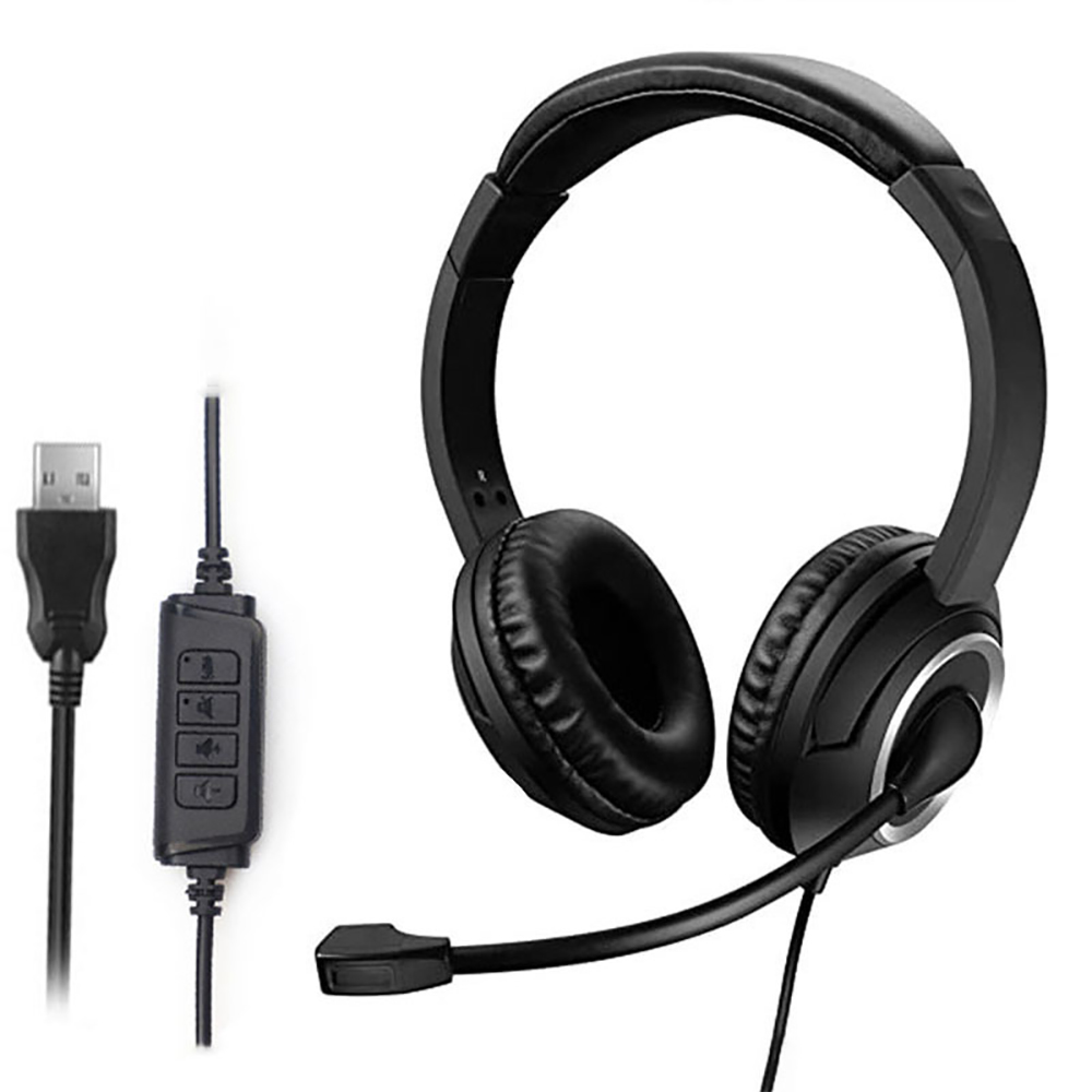Pc Gaming Center - 3.5mm USB ヘッドセット コールセンター ヘッドフォン マイク付き