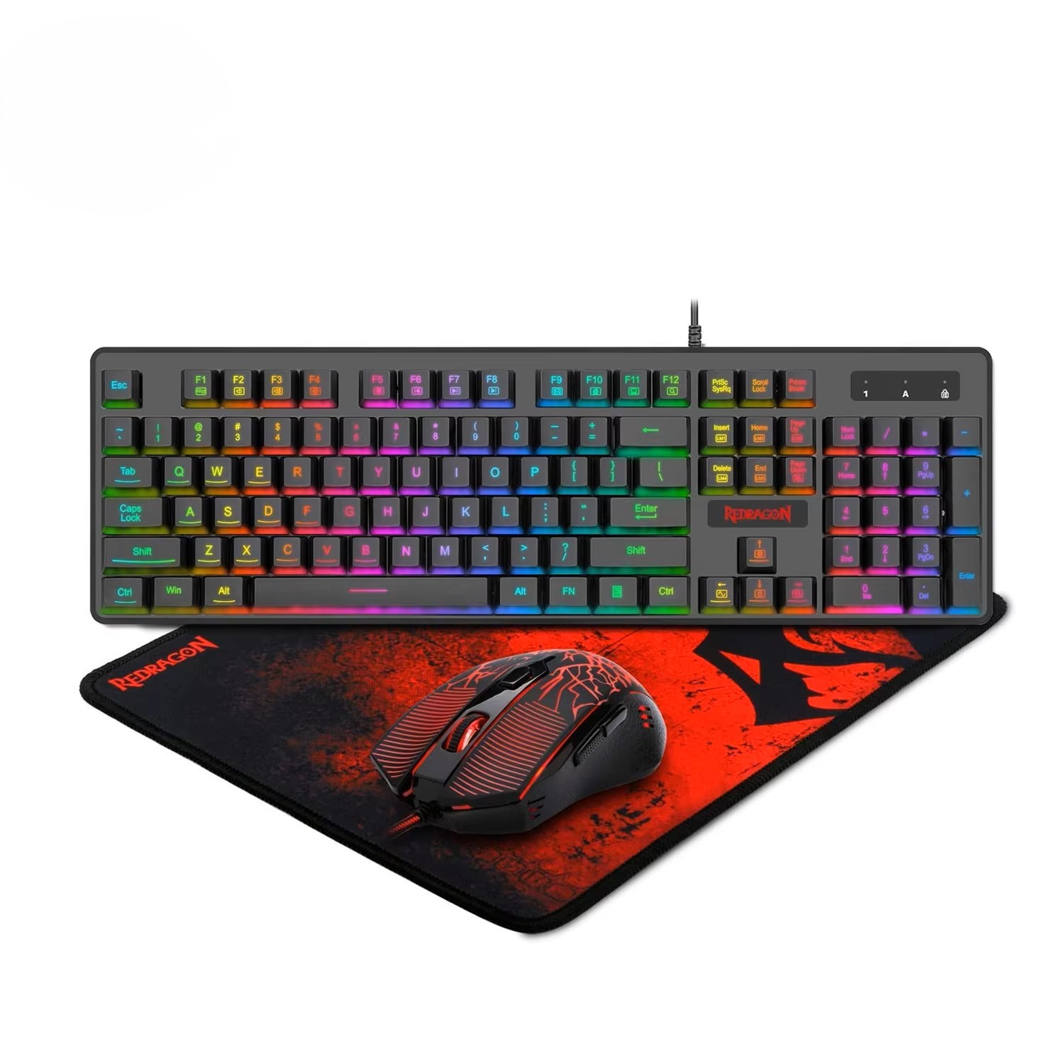 Rgb Mousepad - Redragon S107 RGB ゲーミングキーボード＆マウスコンボ（大型マウスパッド付き）– メカニカルな感触、3200 DPI、バックライト付き、Windows