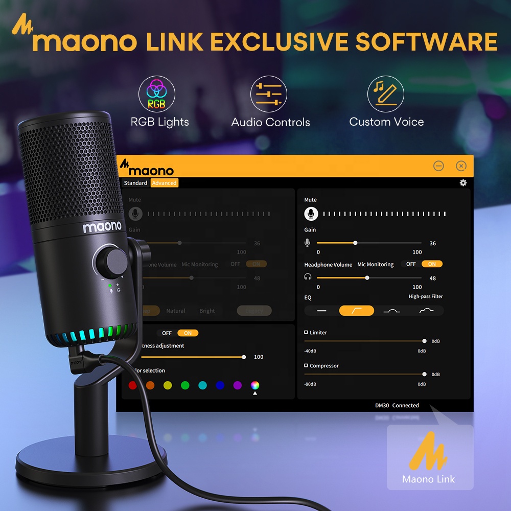 MAONO PC プログラム可能な RGB ゲーミングマイク - Gaming Microphone のレビューと価格