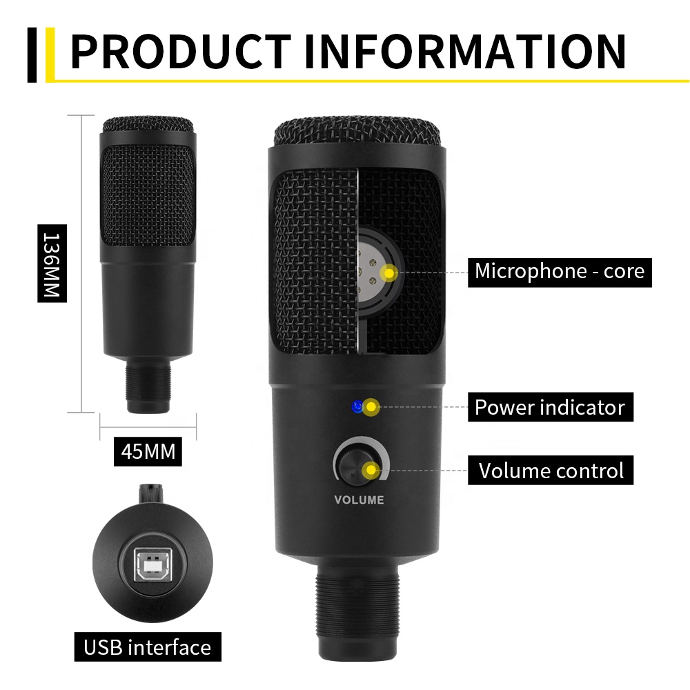 XTUGA K30 プロ仕様 有線スタジオ録音カラオケ三脚ス - Gaming Microphone のレビューと価格