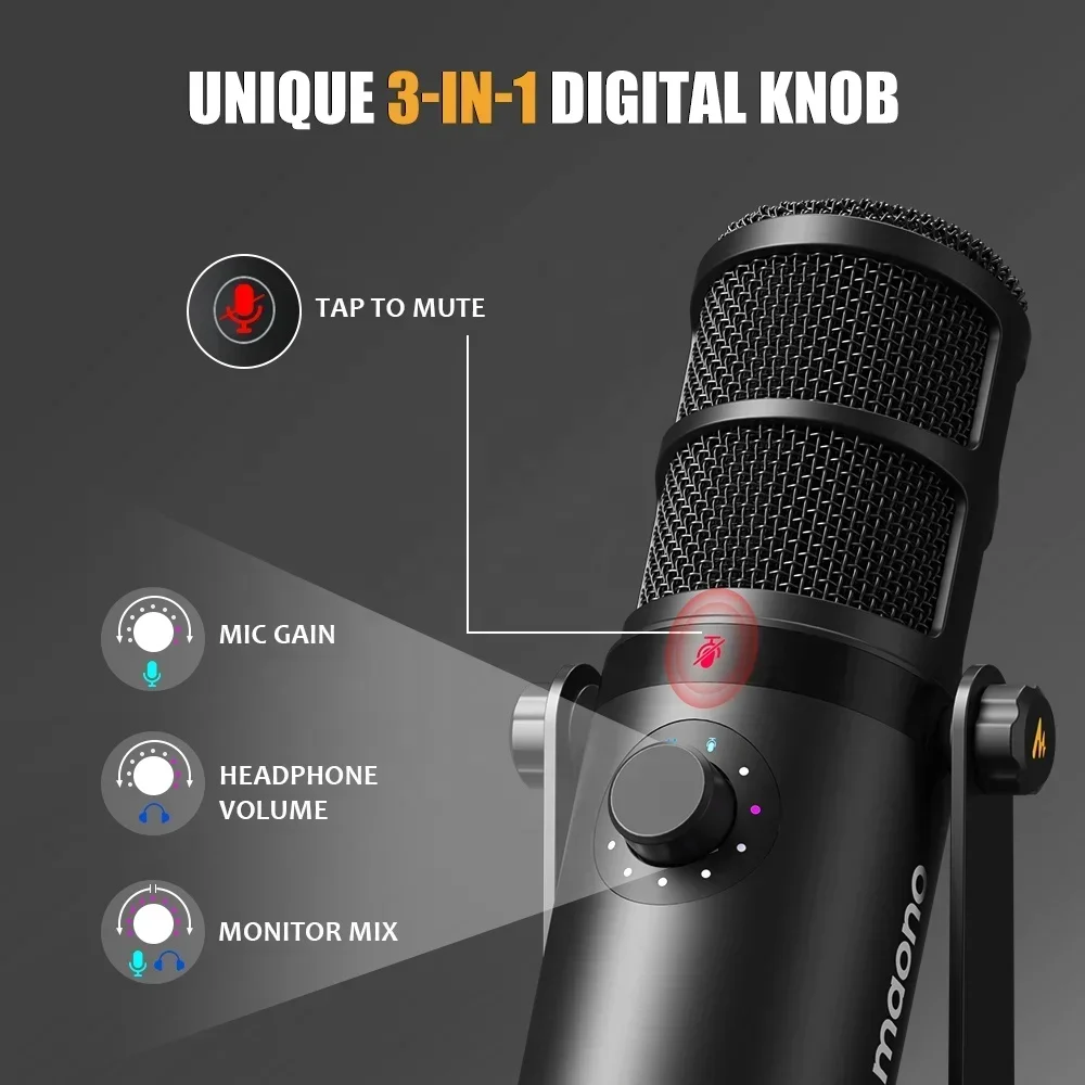 MAONO ダイナミックマイク XLR USB デュアルモー - Gaming Microphone のレビューと価格