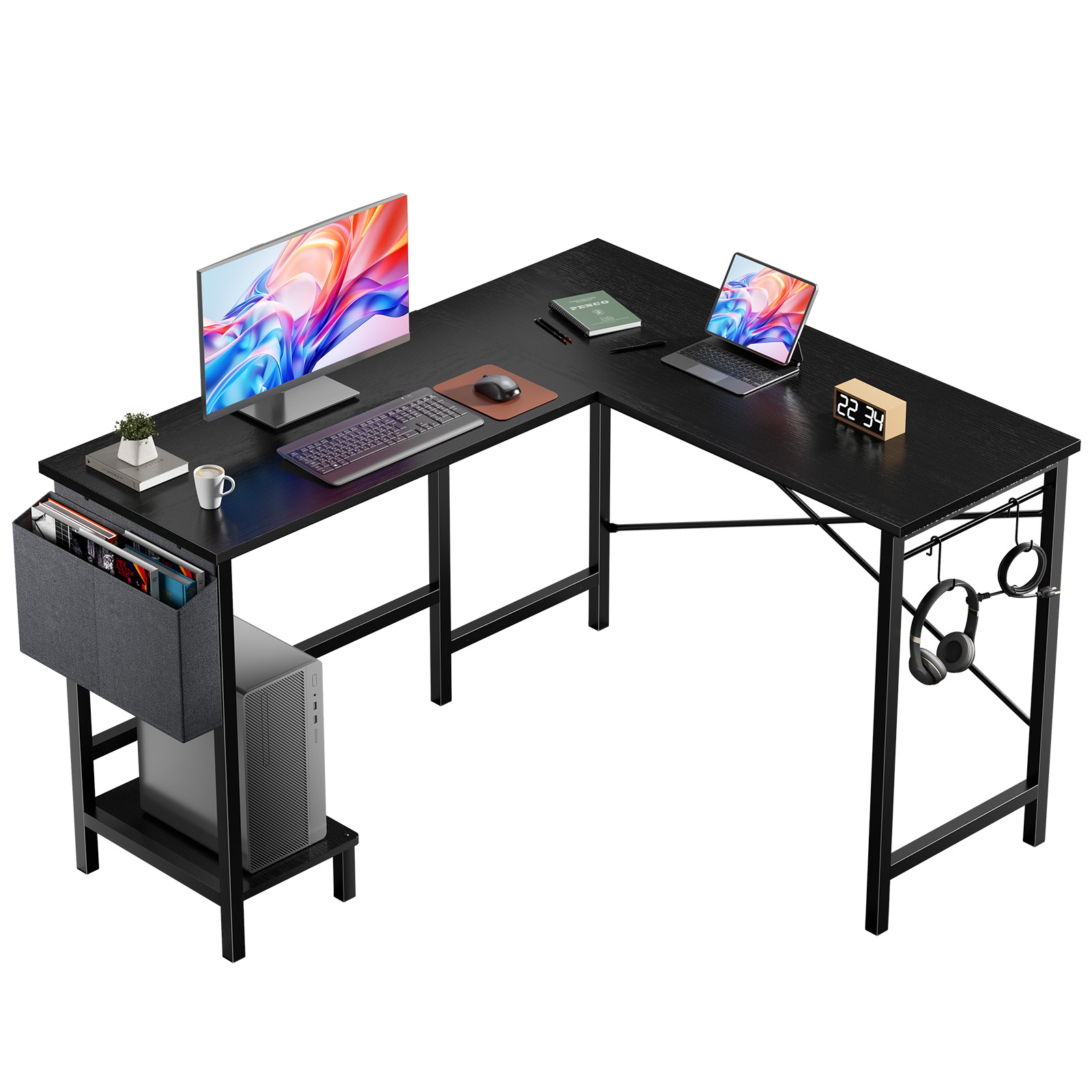 MCQ L字型スタンディングオフィスコンピューターデスク、収 - Pc Gaming Center のレビューと価格
