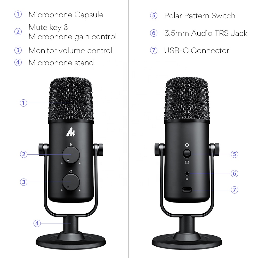 MAONO USB Type-C接続 PCスタジオコンデンサ - Gaming Microphone のレビューと価格
